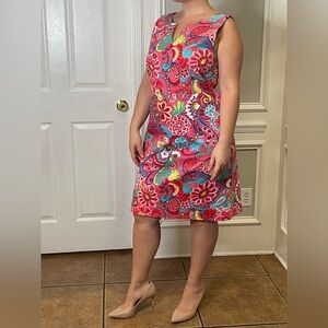 Talbots Vibrant Floral Mini Dress - Pink and Blue